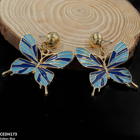 CEDH173 KSU Butterfly Painted Earrings Pair - CEDH