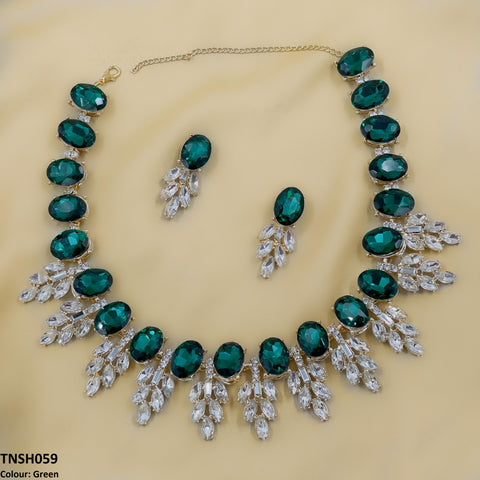 TNSH059 BQN Oval Pear Necklace Set - CNSH