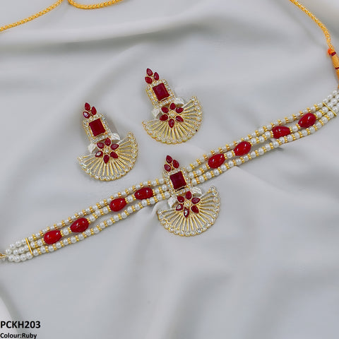 PCKH203 SDQ Square Flower Choker Set - PCKH