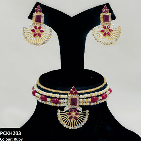 PCKH203 SDQ Square Flower Choker Set - PCKH