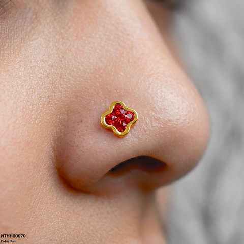 NTHH00070 XAS Clover Flower Stainless Steel Nose Pin - NTHH
