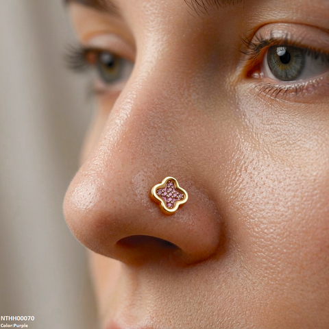 NTHH00070 XAS Clover Flower Stainless Steel Nose Pin - NTHH