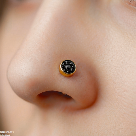 NTHH00071 XAS Round Stone Stainless Steel Nose Pin - NTHH