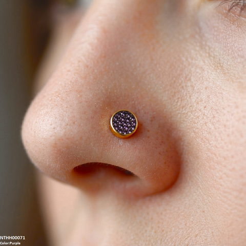 NTHH00071 XAS Round Stone Stainless Steel Nose Pin - NTHH