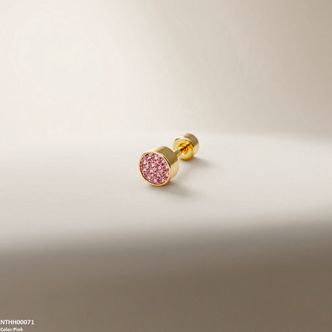 NTHH00071 XAS Round Stone Stainless Steel Nose Pin - NTHH