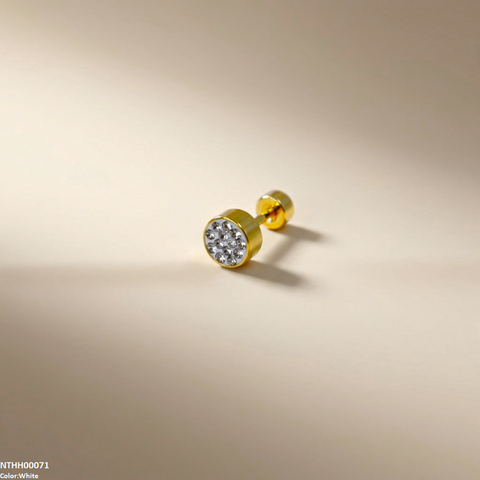 NTHH00071 XAS Round Stone Stainless Steel Nose Pin - NTHH