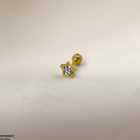 NTHH00072 XAS Star Round Stone Stainless Steel Nose Pin - NTHH
