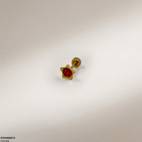 NTHH00072 XAS Star Round Stone Stainless Steel Nose Pin - NTHH