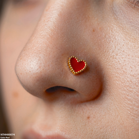 NTHH00074 XAS Heart Stainless Steel Nose Pin - NTHH