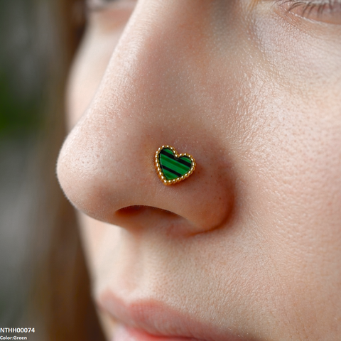 NTHH00074 XAS Heart Stainless Steel Nose Pin - NTHH