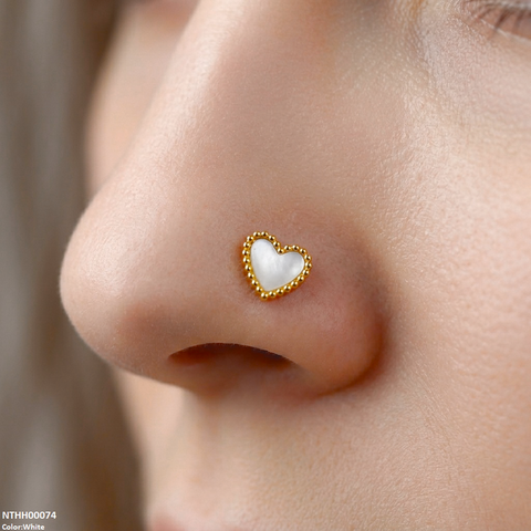 NTHH00074 XAS Heart Stainless Steel Nose Pin - NTHH