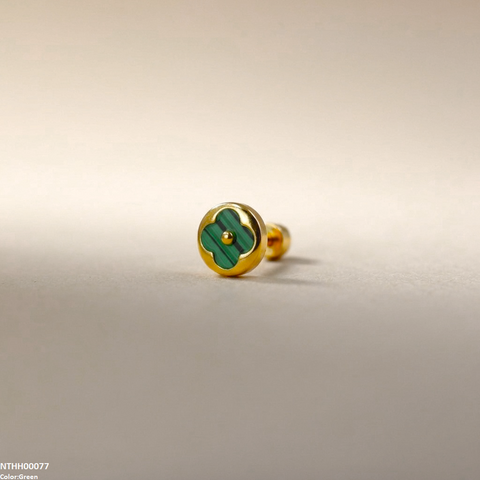 NTHH00077 XAS Round Clover Flower Stainless Steel Nose Pin - NTHH
