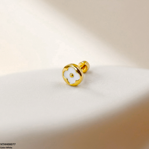 NTHH00077 XAS Round Clover Flower Stainless Steel Nose Pin - NTHH