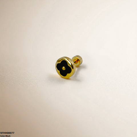 NTHH00077 XAS Round Clover Flower Stainless Steel Nose Pin - NTHH