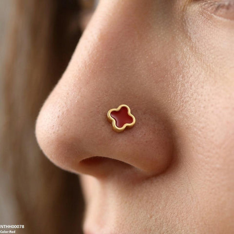 NTHH00078 XAS Flower Stainless Steel Nose Pin - NTHH