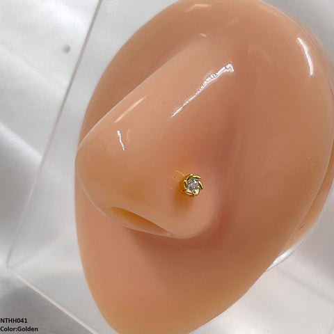 NTHH041 XYL Round  Stone Nose Pin - NTHH