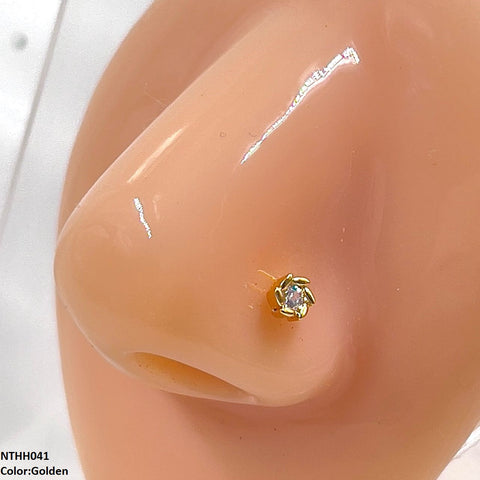 NTHH041 XYL Round  Stone Nose Pin - NTHH