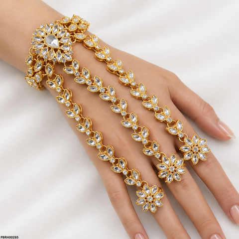 PBRH00265 FRN Three-Finger Ring Angla Bracelet Adjustable - PBRH