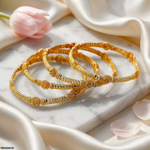 PBH00036 AZM Round Flower  Bangles - PBH
