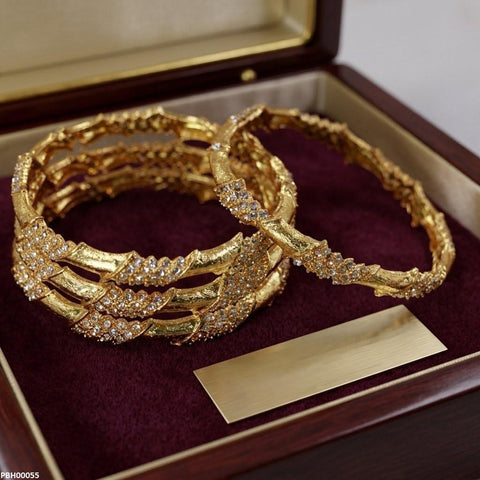 PBH00055  MZM Cross Stone Bangles 4 Pcs Set - PBRH