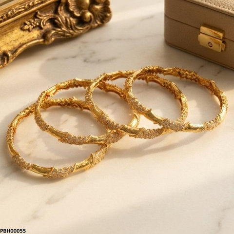 PBH00055  MZM Cross Stone Bangles 4 Pcs Set - PBRH