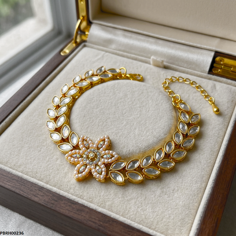 PBRH00236 MZM Pearl Flower Bracelet - PBRH