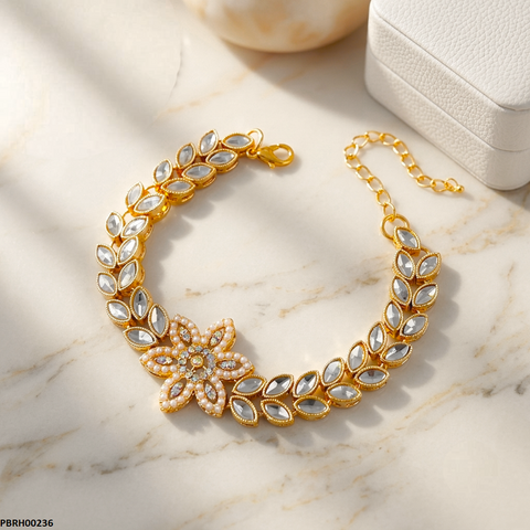 PBRH00236 MZM Pearl Flower Bracelet - PBRH