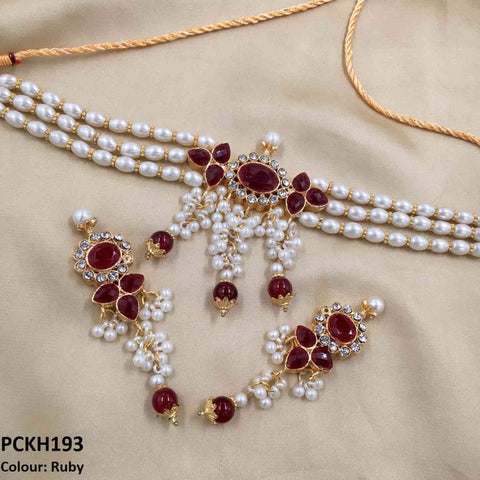 PCKH193 SDQ Saru Flower Chokar Set - PCKH