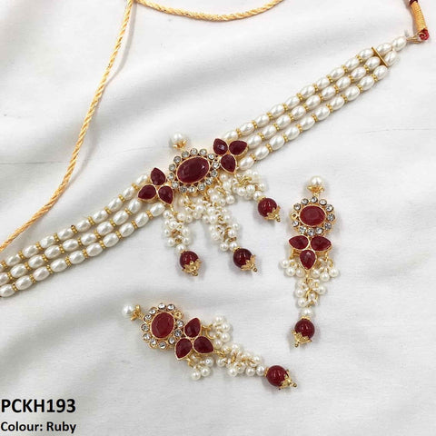 PCKH193 SDQ Saru Flower Chokar Set - PCKH