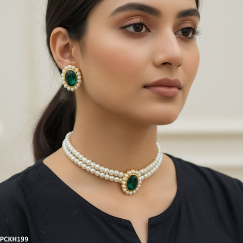 PCKH199 SDQ Pearl Oval Choker Set - PCKH