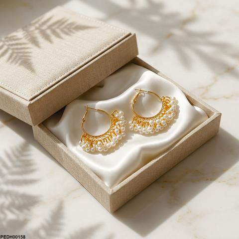 PEDH00158  MZM  Round Pearl Drops Earrings - PEDH