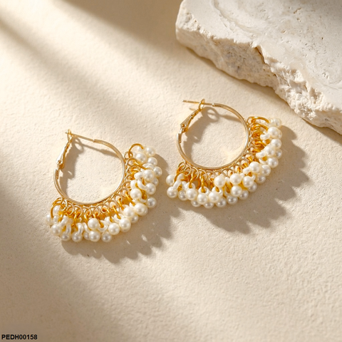 PEDH00158  MZM  Round Pearl Drops Earrings - PEDH