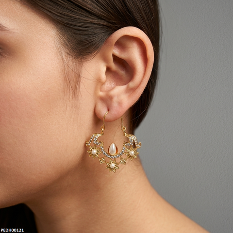 PEDH00121 MZM Flower Square Drop Earrings - PEDH