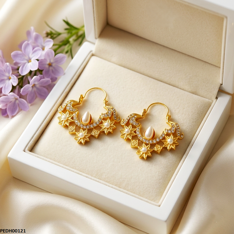 PEDH00121 MZM Flower Square Drop Earrings - PEDH