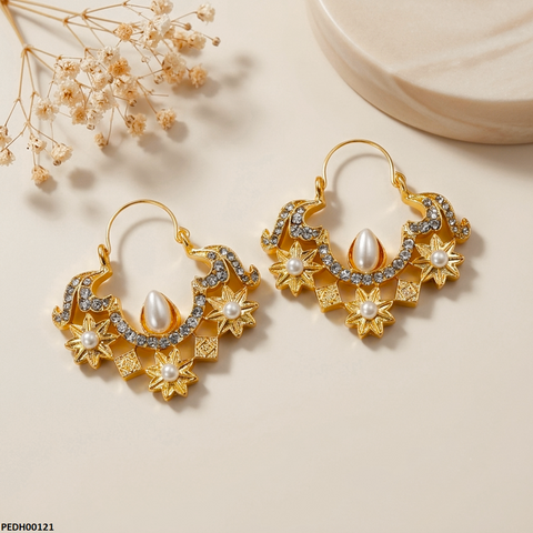 PEDH00121 MZM Flower Square Drop Earrings - PEDH