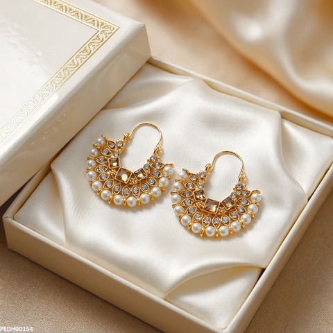 PEDH00154 MZM Square Stone Pearl Drop Earring - PEDH