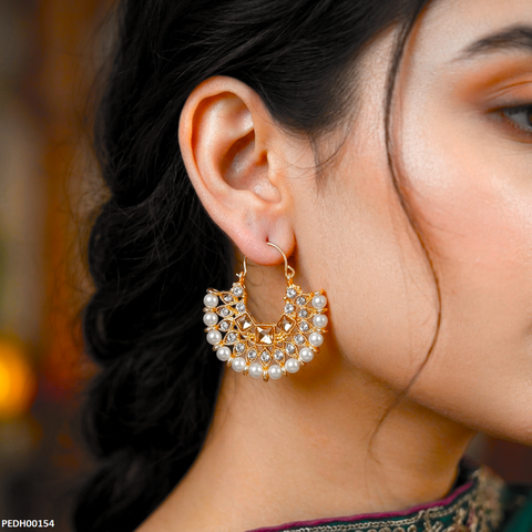 PEDH00154 MZM Square Stone Pearl Drop Earring - PEDH