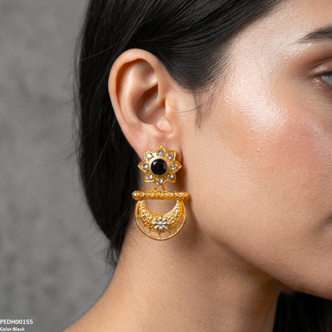PEDH00155 FRN Star Flower Moon Drop Earrings - PEDH