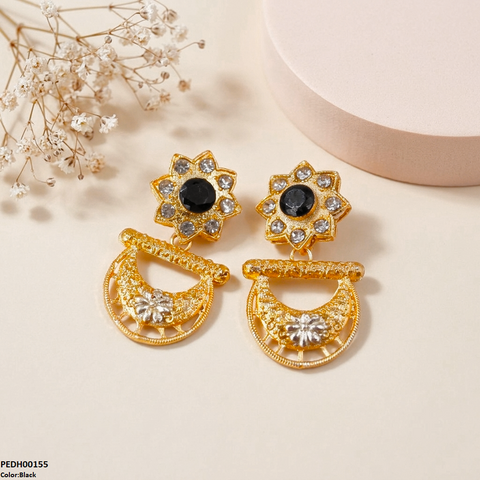 PEDH00155 FRN Star Flower Moon Drop Earrings - PEDH