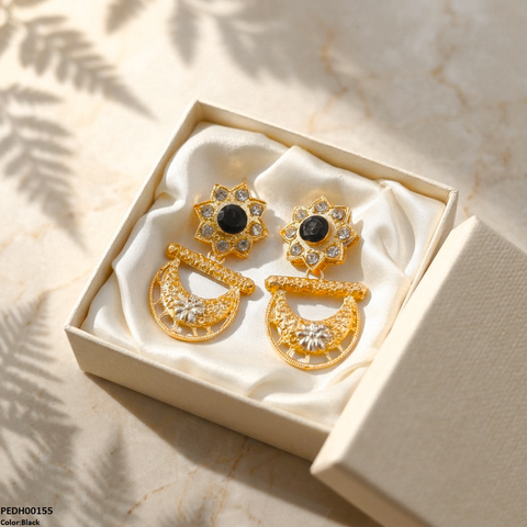 PEDH00155 FRN Star Flower Moon Drop Earrings - PEDH