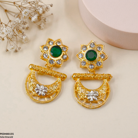 PEDH00155 FRN Star Flower Moon Drop Earrings - PEDH
