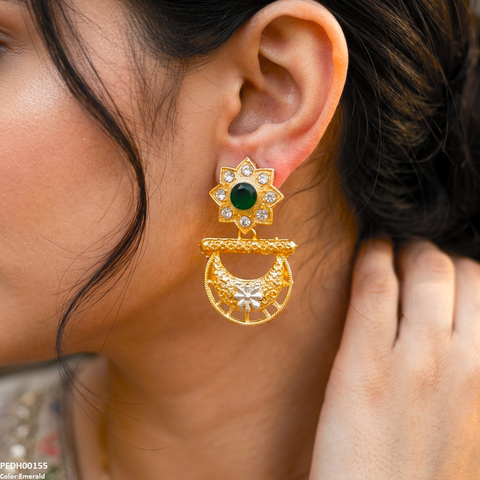 PEDH00155 FRN Star Flower Moon Drop Earrings - PEDH