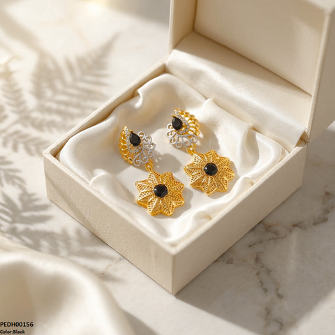 PEDH00156 FRN Tear Flower Drop Earrings - PEDH