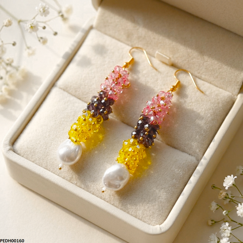 PEDH00160 FRN Grapes Cluster Pearl Drops Earrings - PEDH
