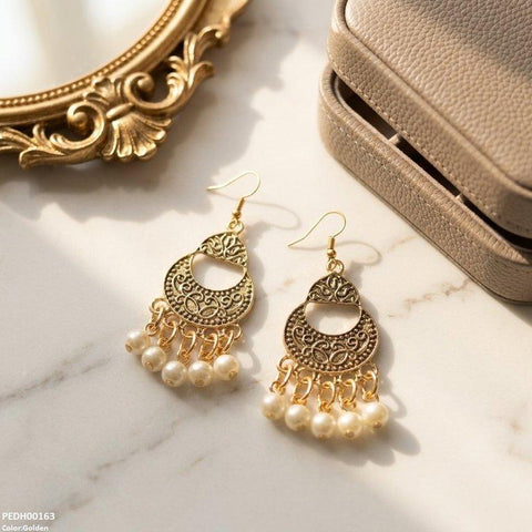 PEDH00163 ABD Moon Pearl Drop  Earrings - PEDH