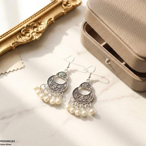 PEDH00163 ABD Moon Pearl Drop  Earrings - PEDH