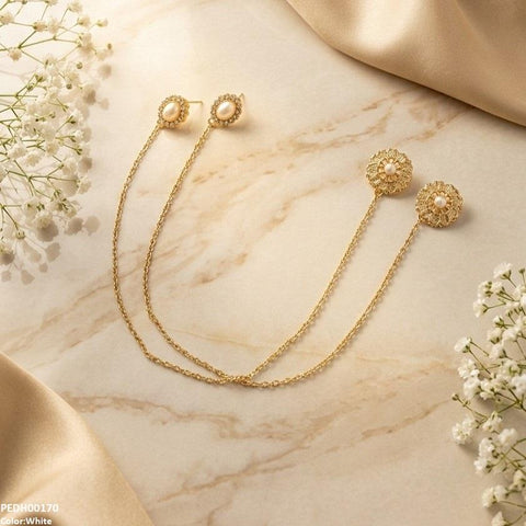 PEDH00170 MZM Ear Long Chain Hiar Cuff Earrings - PEDH