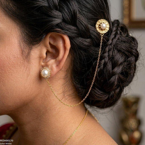 PEDH00170 MZM Ear Long Chain Hiar Cuff Earrings - PEDH