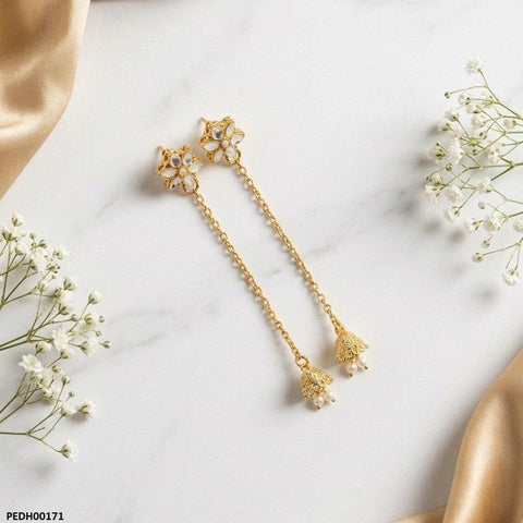 PEDH00171 MZM Flower Bell Drop Earrings - PEDH