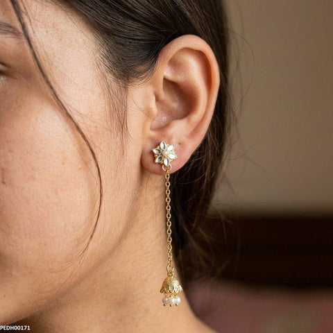PEDH00171 MZM Flower Bell Drop Earrings - PEDH